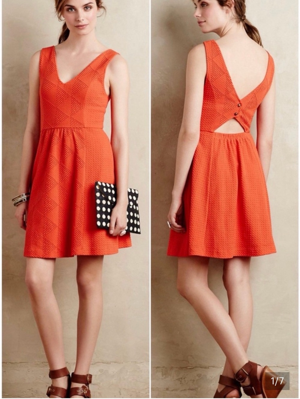 Anthropologie Maeve V-Neck Dress in Bright Orange